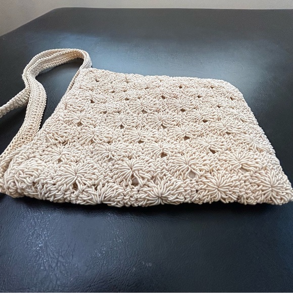 Sonoma Cream Crochet Crossbody/Shoulder Bag 6" Width 7" Height 21" Strap Length - Picture 4 of 15